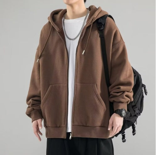 Herren Oversize-Kapuzenjacke mit durchgehendem Reißverschluss, doppellagiger Kapuze und Kängurutaschen Shop Nory