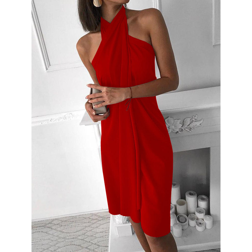 Damen Halterkleid mit elegantem Drapierungseffekt