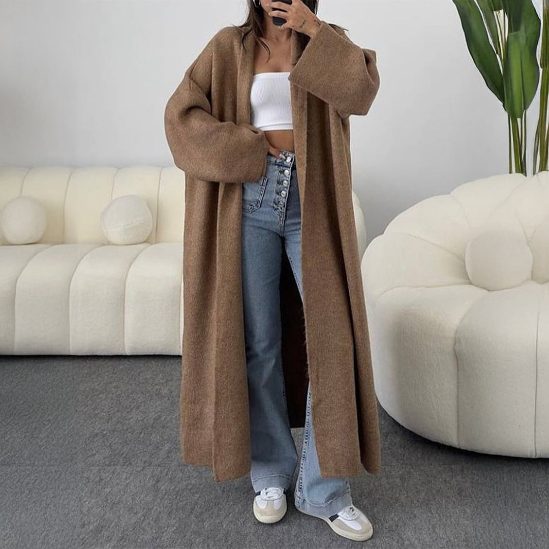 Damen nan extra-langer Oversize-Strickmantel mit offenem Schnitt, weiten Ärmeln und Kimonokragen Shop Nory