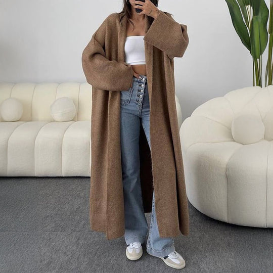 Damen nan extra-langer Oversize-Strickmantel mit offenem Schnitt, weiten Ärmeln und Kimonokragen Shop Nory