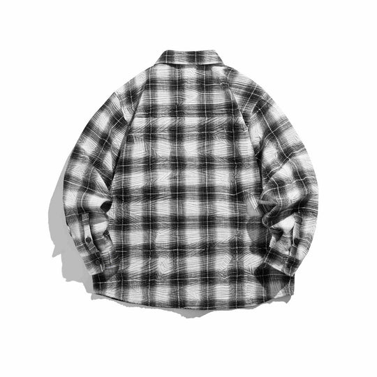 Unisex Kariertes Oversize‑Flanellhemd mit Brusttasche Shop Nory