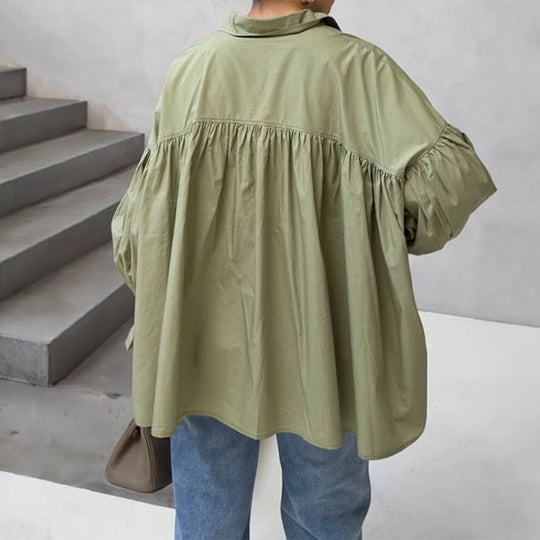 Damen nan weites Oversize-Hemd mit geraffter Schulterpasse und Ballonärmeln Shop Nory