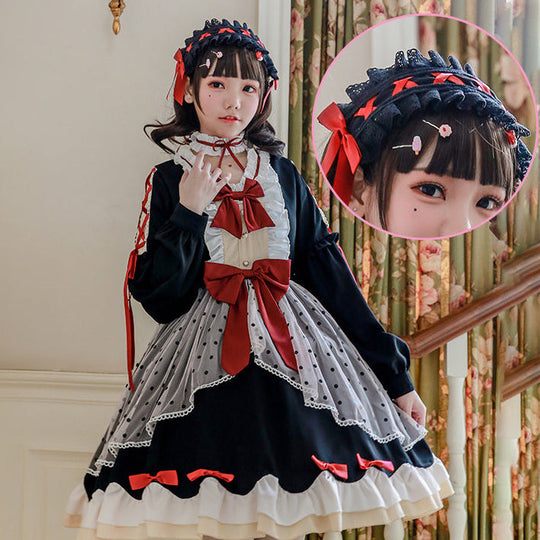 Damen Lolita-Kleid mit ausgefallenen Rüschendetails und Schleifen Shop Nory