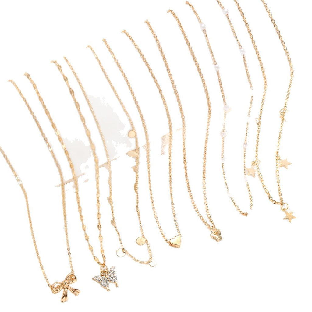 Damen Halskette Set mit funkelnden Anhängern und zarten Designs Shop Nory
