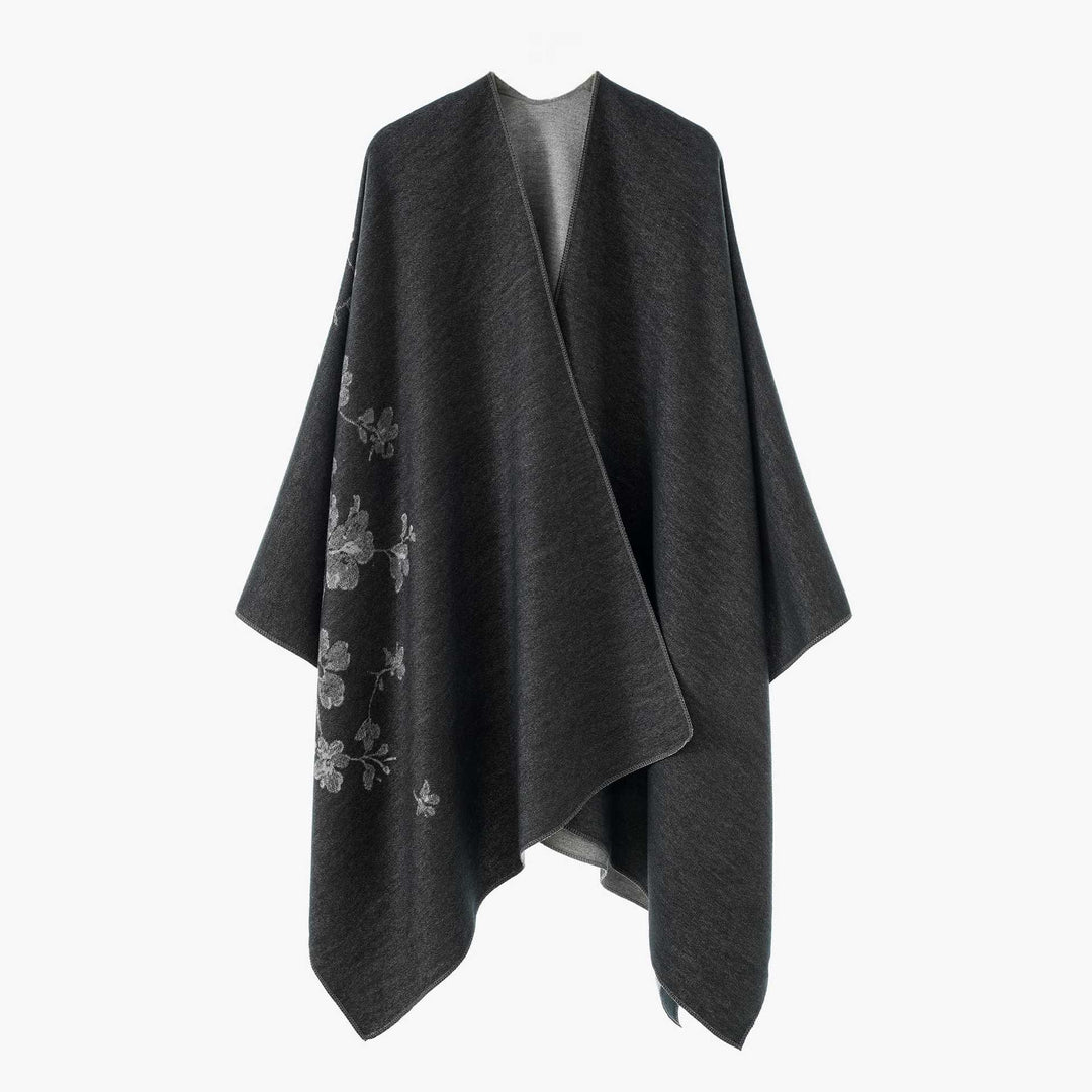 Damen Offener Reversibler Wollmix‑Cape mit floralem Jacquard Shop Nory