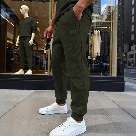 Herren Strukturierte Jogginghose mit geometrischer Waffelstruktur und elastischen Bündchen Shop Nory