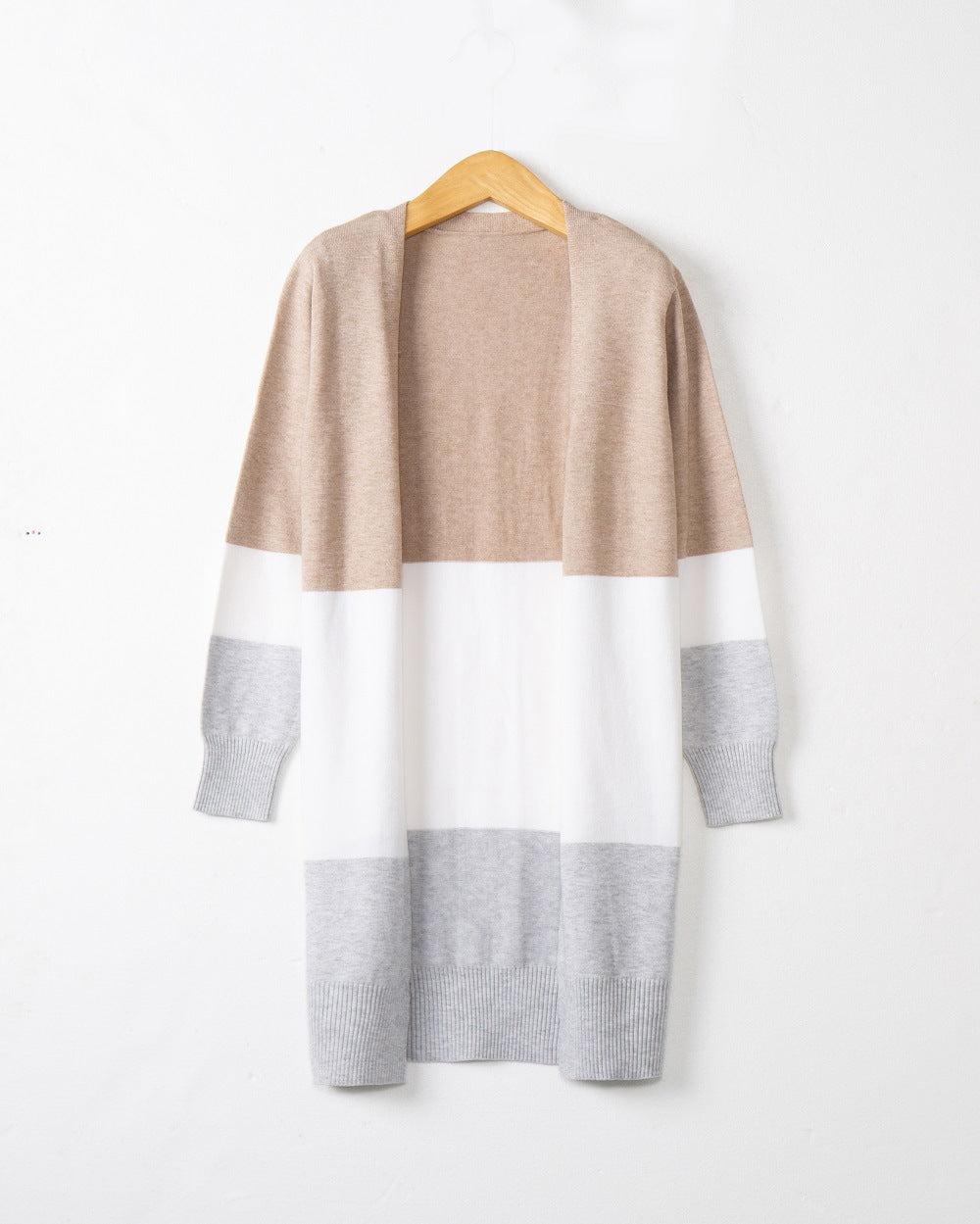 Damen Longcardigan mit Colorblock-Design, offener Front und gerippten Bündchen Shop Nory