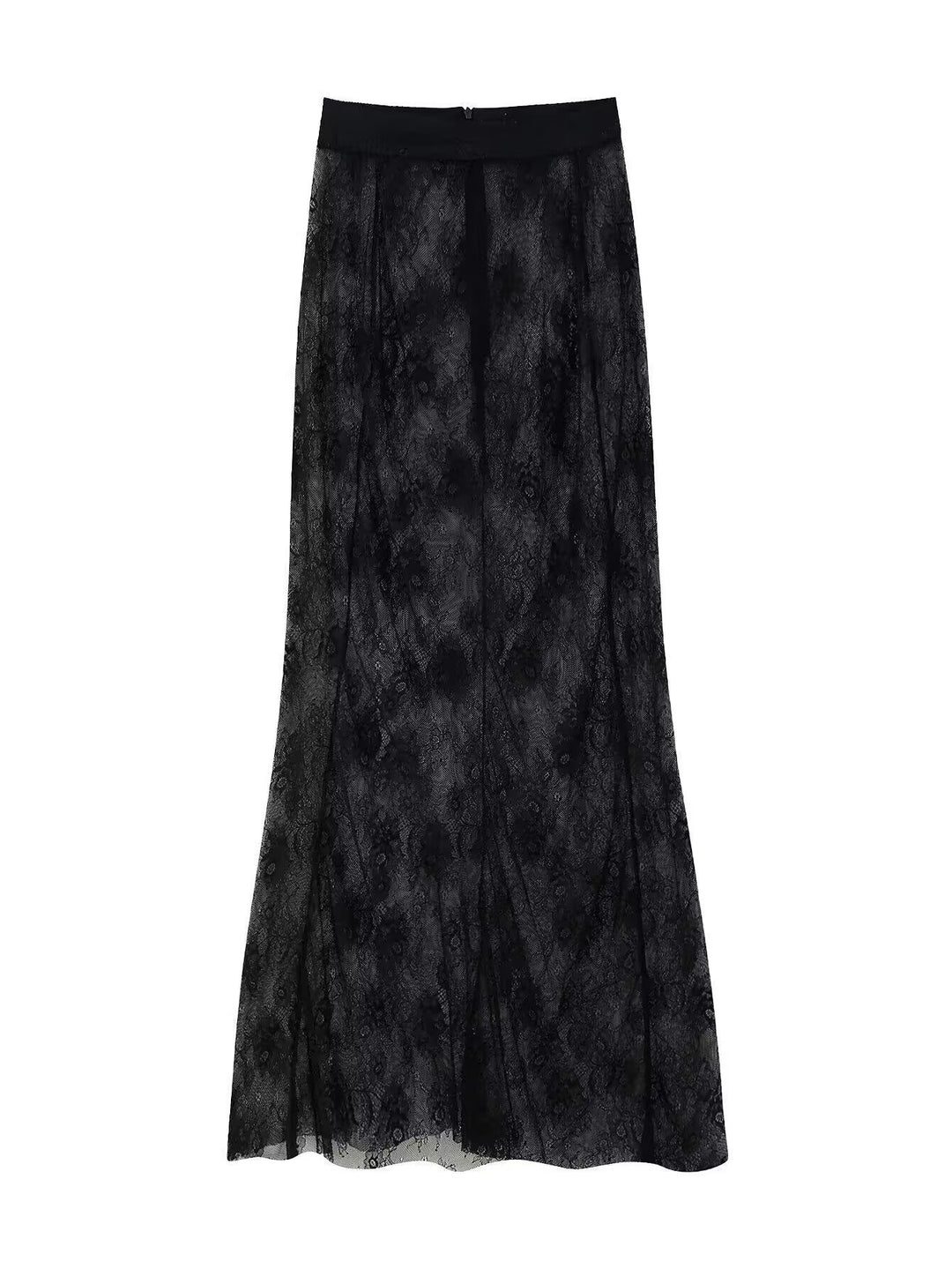 Damen Langer Spitzen‑Maxirock mit elastischem Bund und transparentem Einsatz Shop Nory