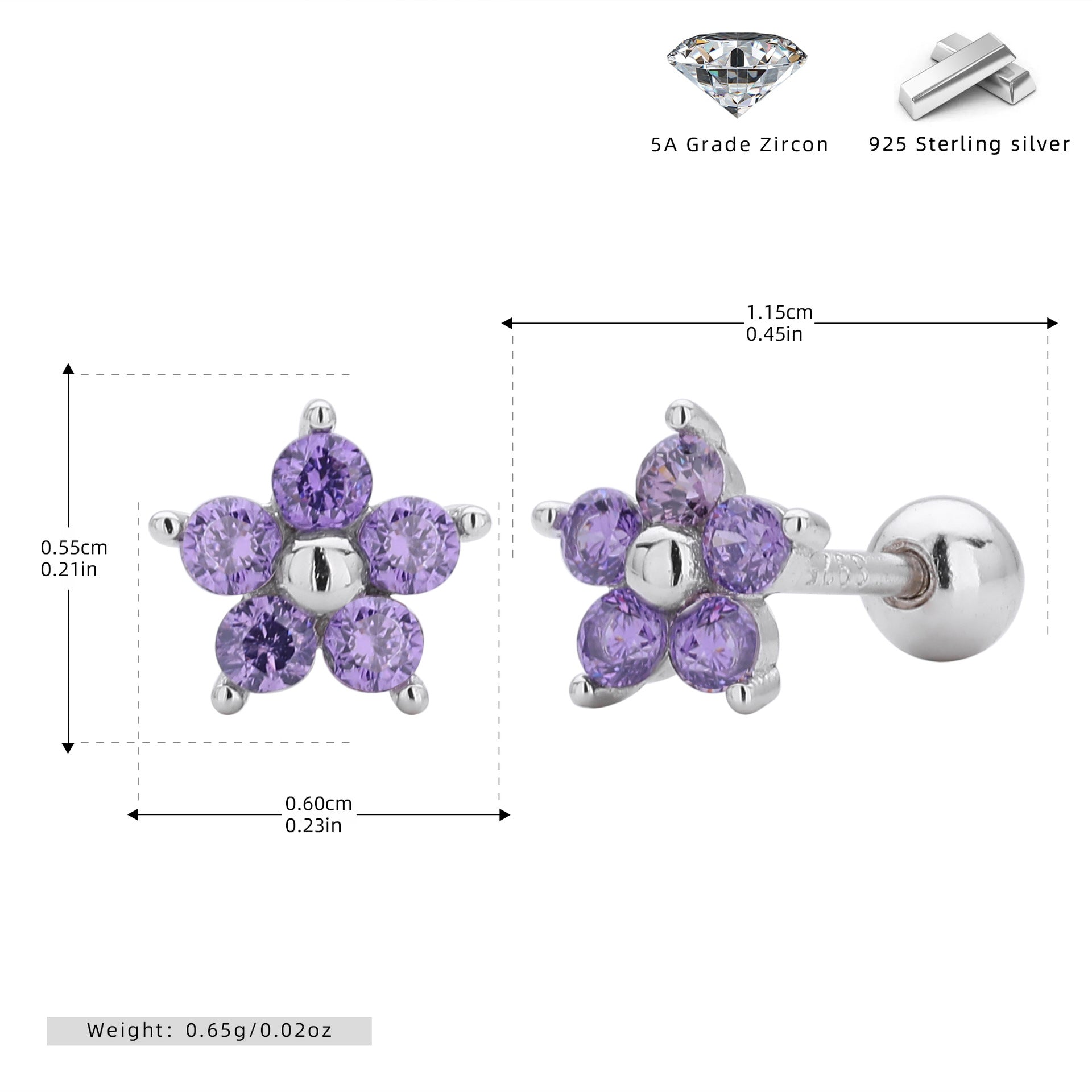 Damen Ohrstecker im floralen Design mit funkelnden Zirkonia Shop Nory