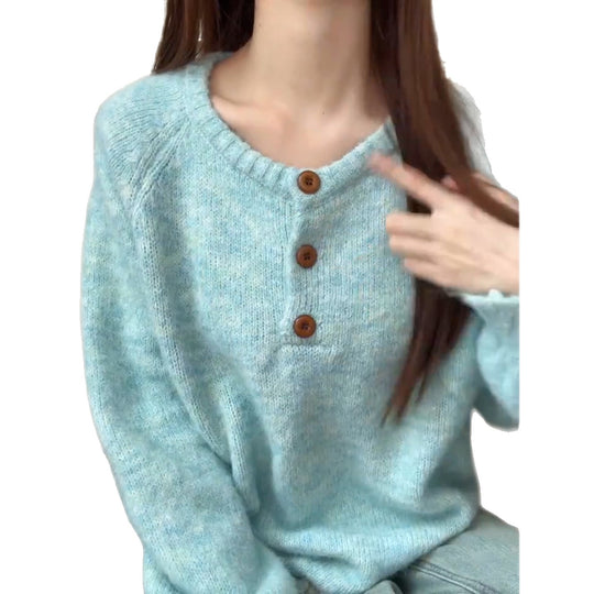 Damen Kuscheliger Strickpullover mit Knopfleiste Shop Nory