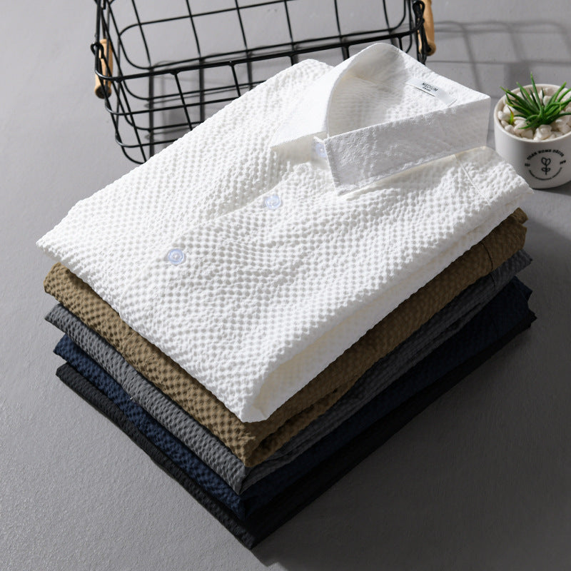 Herren Struktur-Leichthemd im Layering-Style mit Crinkle-Optik und gerundetem Saum Shop Nory
