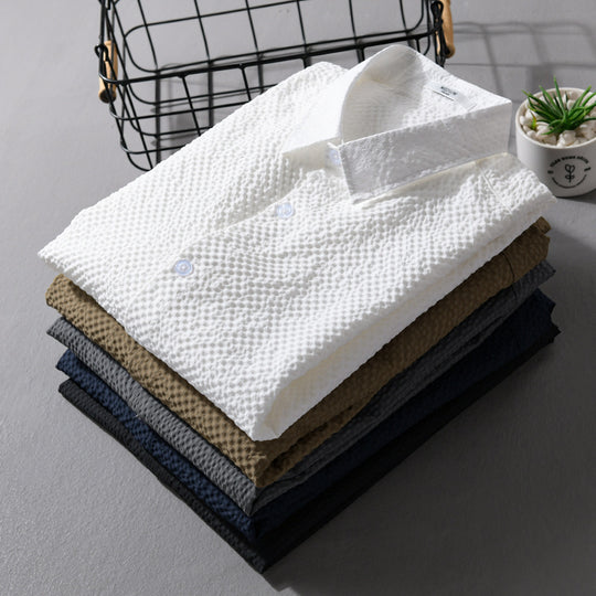 Herren Struktur-Leichthemd im Layering-Style mit Crinkle-Optik und gerundetem Saum Shop Nory