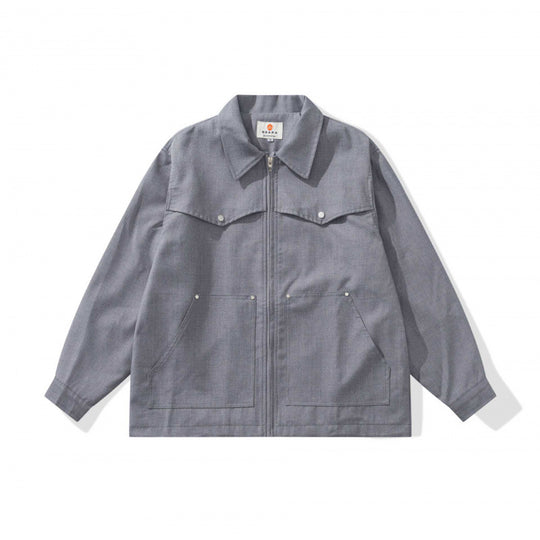 Unisex Kastige Worker-Überjacke aus Canvas mit durchgehendem Reißverschluss, Brustpattentasche und aufgesetzten Eingrifftaschen Shop Nory