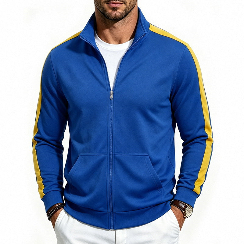 Herren Athletische Trainingsjacke mit durchgehendem Reißverschluss und kontrastierter Schulterstreifen Shop Nory
