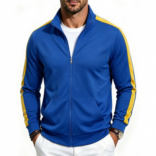 Herren Athletische Trainingsjacke mit durchgehendem Reißverschluss und kontrastierter Schulterstreifen Shop Nory
