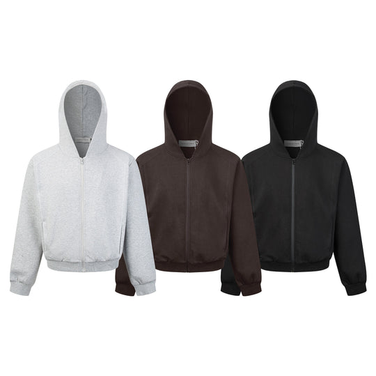 Unisex Kapuzen-Sweatjacke mit durchgehendem Reißverschluss und geripptem Bund Shop Nory