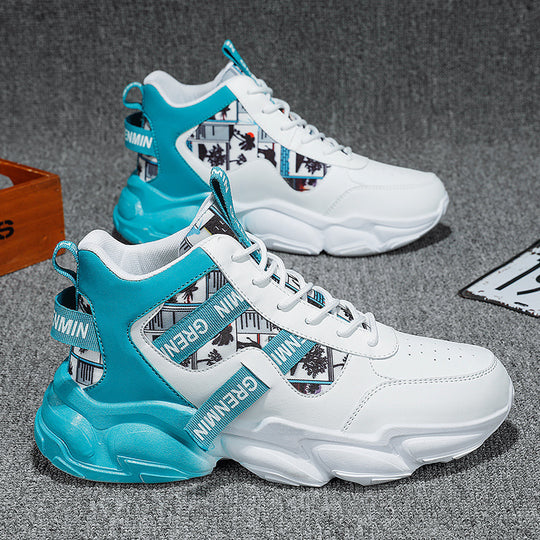 Herren futuristische High-Top Plateausneaker mit gemustertem Textil-Mix, gepolstertem Knöchelkragen und skulpturierter EVA-Sohle Shop Nory