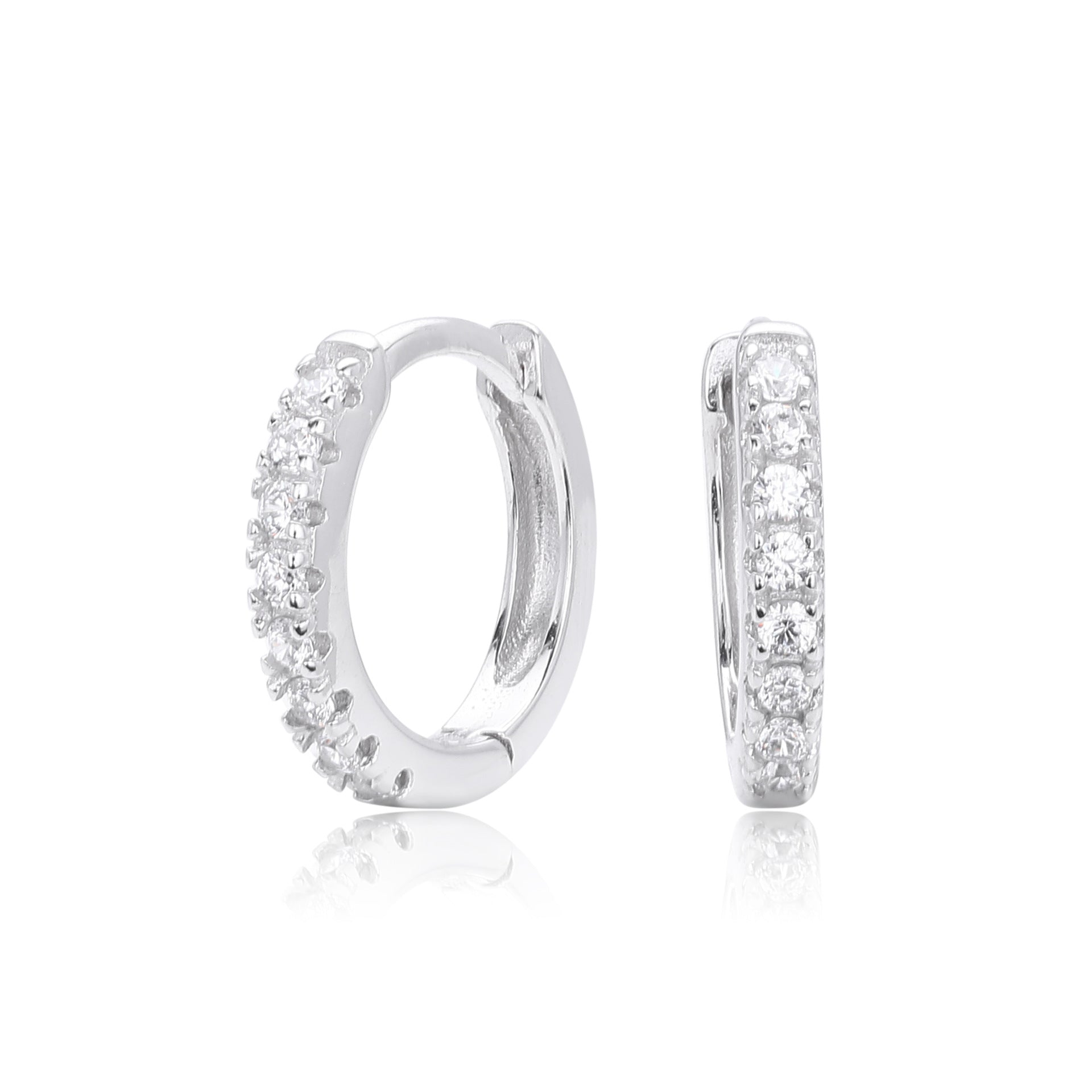 Damen Creolenohrringe mit funkelnden Zirkonstein-Akzenten aus hochwertigem 925 Sterling Silber Shop Nory