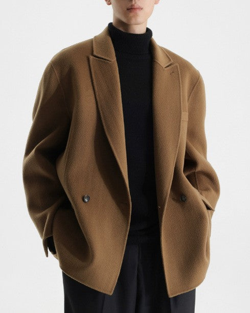 Herren Boxy Wollmix-Kurzmantel mit Doppelknopf und fallendem Revers Shop Nory