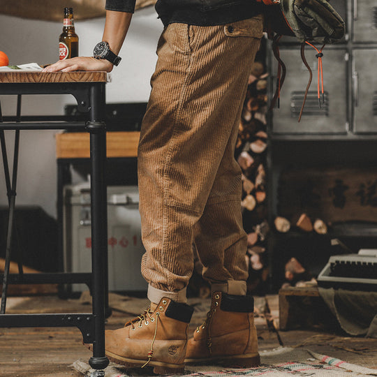 Herren Relaxed-Fit Feincord-Hose mit elastischem Bund, Kordstruktur und gekrempeltem Saum Shop Nory