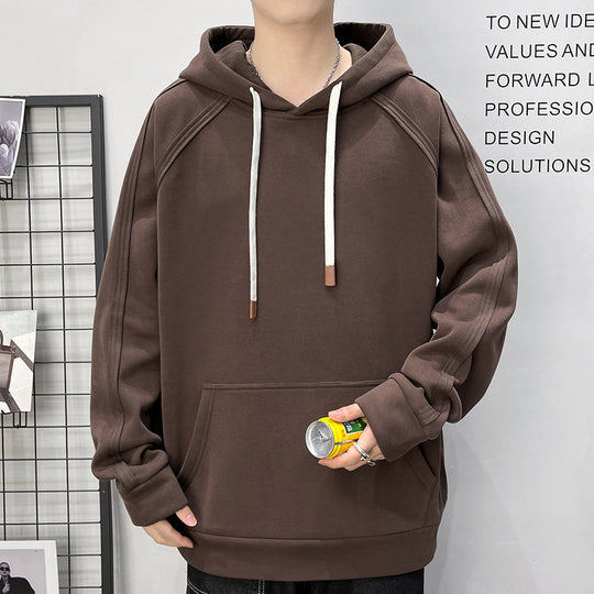 Herren Oversize Kapuzenpullover mit Kängurutasche Raglanärmeln und extra langen Kordeln Shop Nory