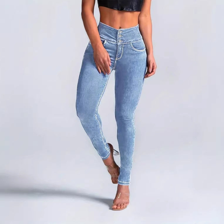Damen Sculpting-High-Waist Skinny-Jeans mit V-förmigem Bund Shop Nory