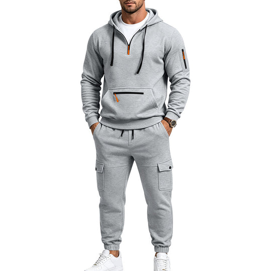 Herren Kapuzen-Sweatset mit Halbzip, Cargo-Jogger und Utility-Taschen Shop Nory