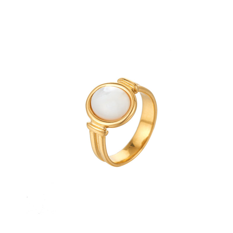 Damen eleganter Goldring mit Perlmutt-Einsatz Shop Nory