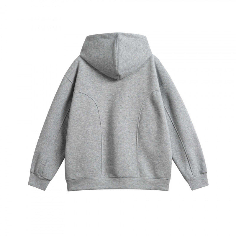 Unisex Oversize-Kapuzenpullover aus melierter Baumwollmischung mit Nietenbesatz und Teilungsnähten Shop Nory