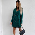 Damen eleganter Doppelknee-Blazer mit Spitzenbesatz