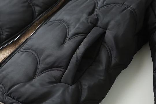 Damen Gesteppte Kapuzenjacke mit kuscheligem Teddyfutter und seitlichen Eingrifftaschen Shop Nory