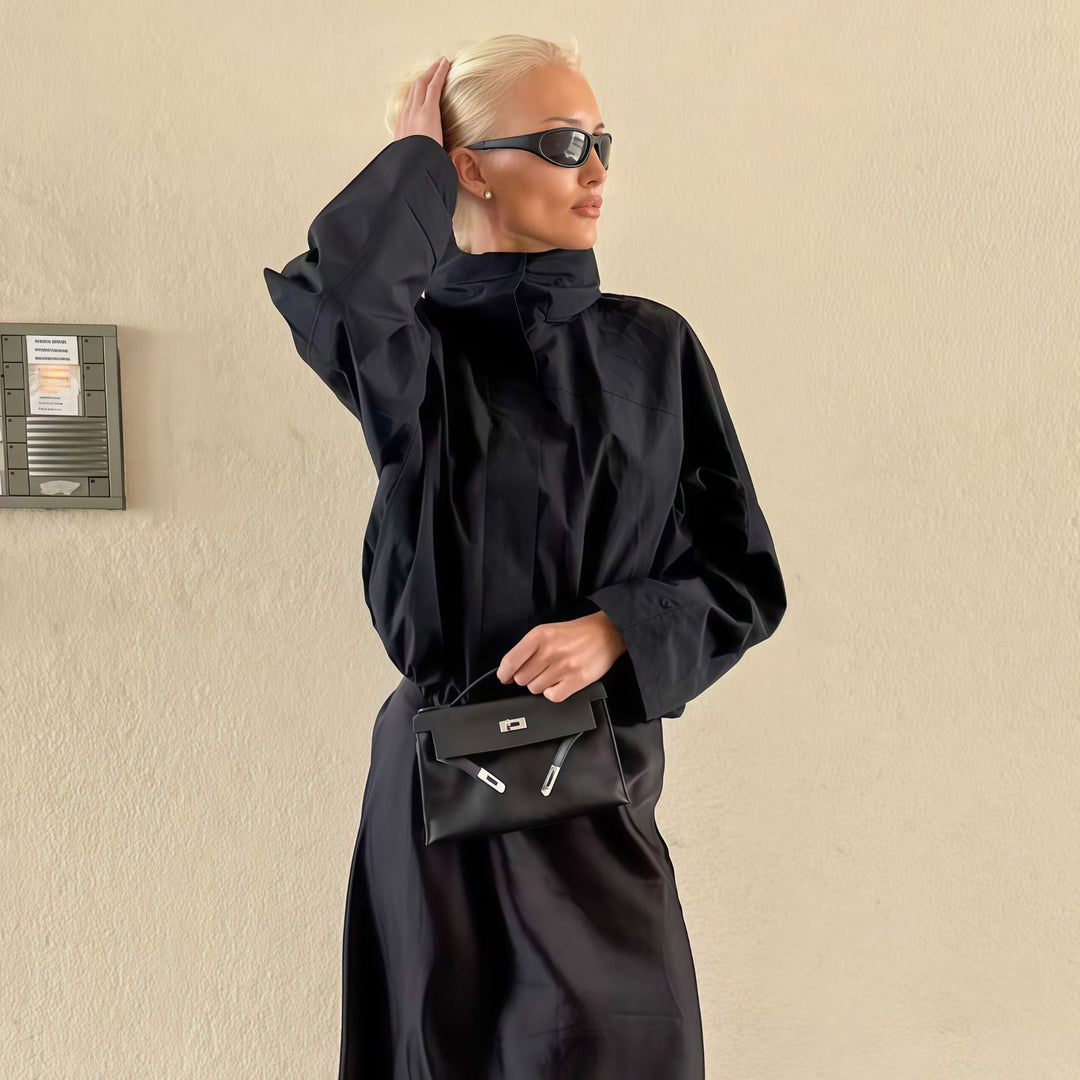 Damen moderne Übergangsjacke mit hohem Kragen Shopnory