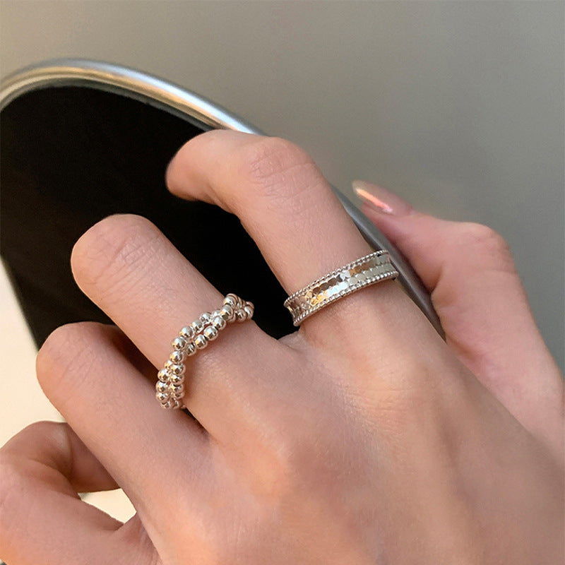 Damen Hochwertiger Silberring mit kunstvoller Textur und modernem Design Shop Nory
