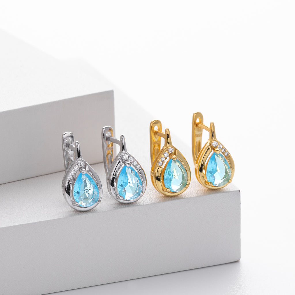 Damen Ohrhänger mit Tropfen-Design aus 925 Sterling Silber und funkelndem Zirkon Shop Nory