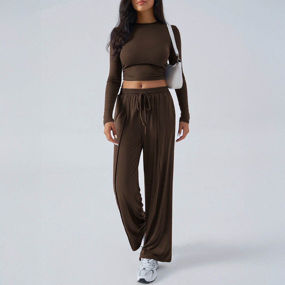 Damen nan weite Loungehose mit elastischem Kordelbund und fließender Jersey‑Qualität Shop Nory