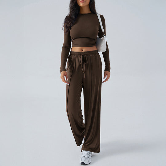 Damen nan weite Loungehose mit elastischem Kordelbund und fließender Jersey‑Qualität Shop Nory