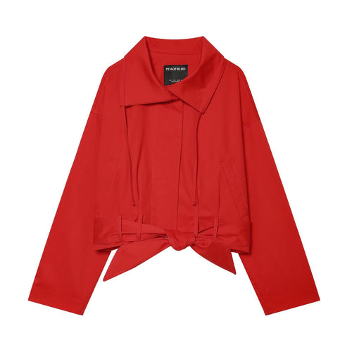 Damen Cropped Trenchjacke mit Taillenbindegürtel und kastiger Silhouette Shop Nory