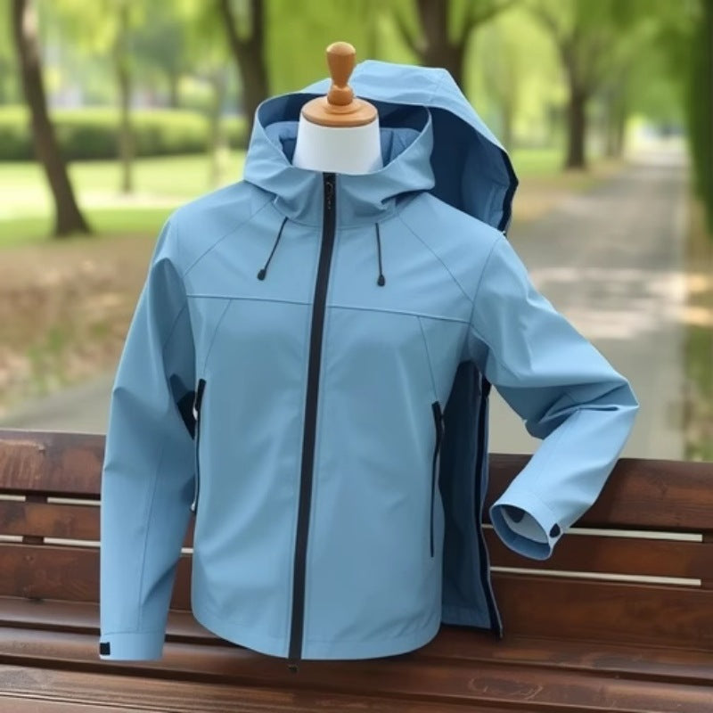 Herren Atmungsaktive Softshelljacke mit Zwei-Wege-Reißverschluss, verstellbarer Kapuze und wasserabweisender Oberfläche Shop Nory