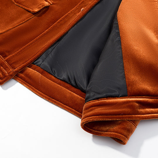 Damen Samt-Boxy-Jacke mit Pattentaschen und goldenen Zierknöpfen Shop Nory