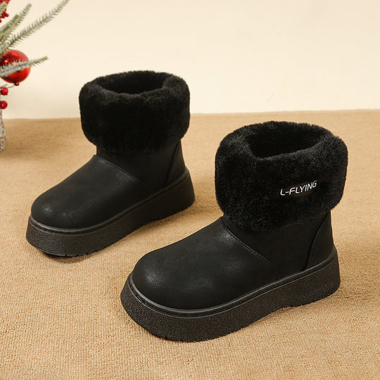 Damen Kuschelige Plateau‑Stiefeletten mit faux‑Fellkragen und rutschfester Gummisohle Shop Nory