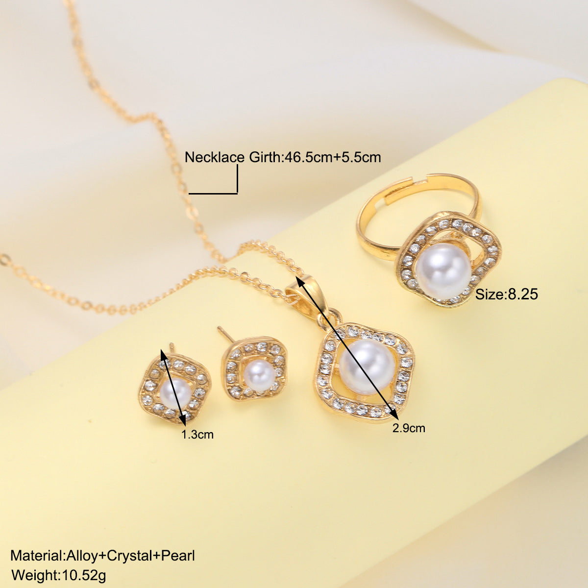 Damen Schmuckset mit luxuriösen Perlen und eleganter Ziersteinfassung Shop Nory