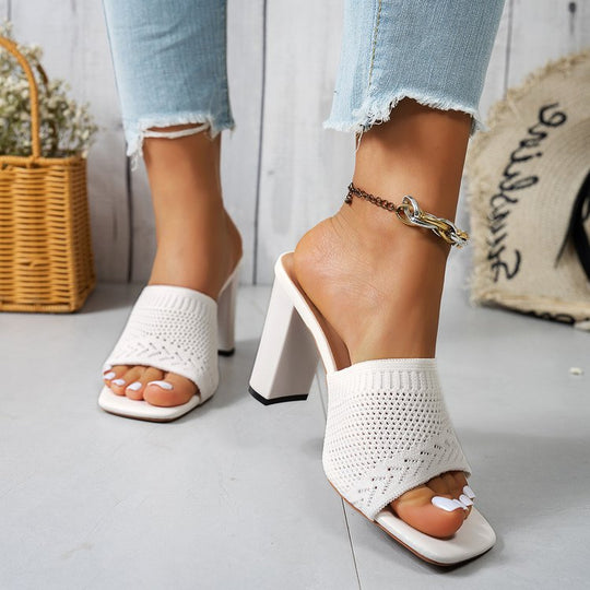 Damen Mules mit atmungsaktivem Netzdesign und bequemer Blockabsatzsohle