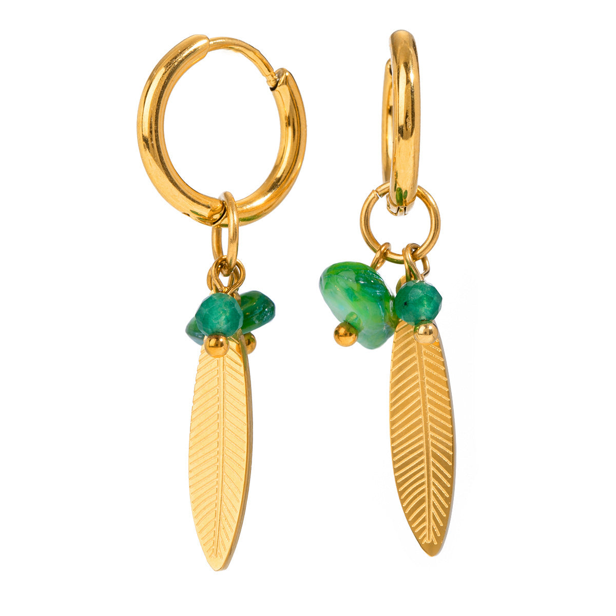 Damen Ohrhänger aus hypoallergenem Edelstahl mit elegantem Federdesign Shop Nory