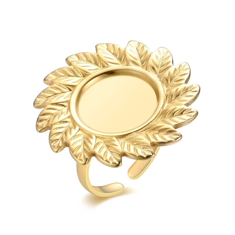 Damen eleganter Ring mit kunstvollem Blätterdesign und Spiegeloberfläche Shop Nory