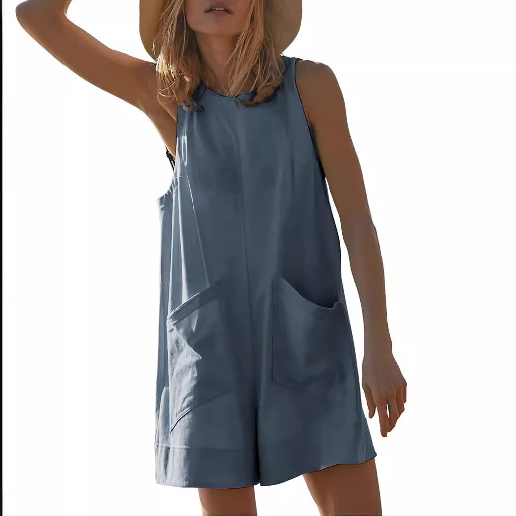 Damen Lässiger Jumpsuit mit praktischen Taschen und weit geschnittenem Design