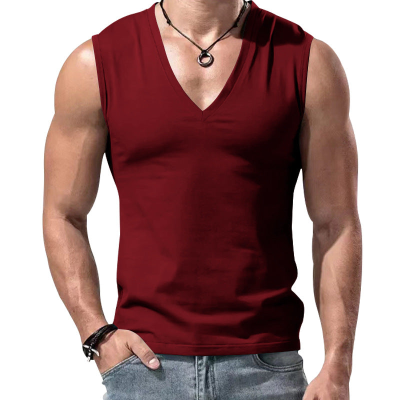 Herren nan figurbetontes ärmelloses V-Ausschnitt Muskelshirt