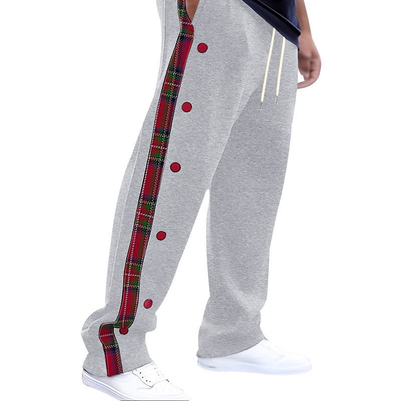 Herren lockere Jogginghose mit seitlichem Karostreifen und Druckknopfleiste Shop Nory