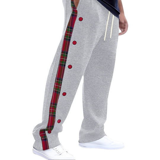 Herren lockere Jogginghose mit seitlichem Karostreifen und Druckknopfleiste Shop Nory