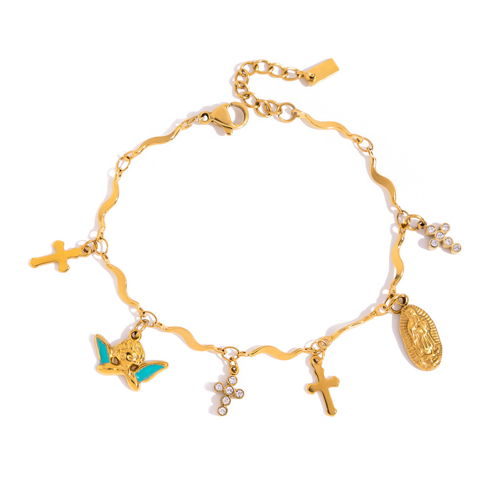 Damen Armband mit funkelnden Herzanhängern und hypoallergener Edelstahlverarbeitung Shop Nory