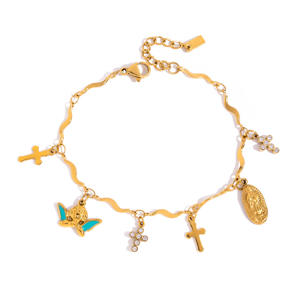 Damen Armband mit funkelnden Herzanhängern und hypoallergener Edelstahlverarbeitung Shop Nory
